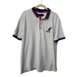 Kangol Original Mens XL Gray Short‎ Sleeve Polo Shirt K90129P Navy Red Trim Logo